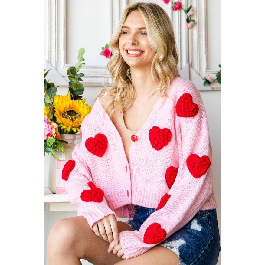 Heart On Your Sleeve Cardigan - Pink – Karden Lane