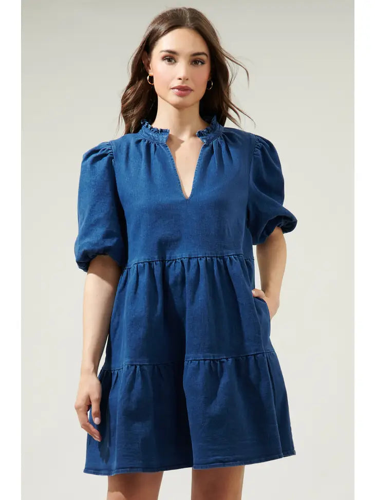 Aura Denim Babydoll Dress Small Aura Denim Babydoll Dress Small