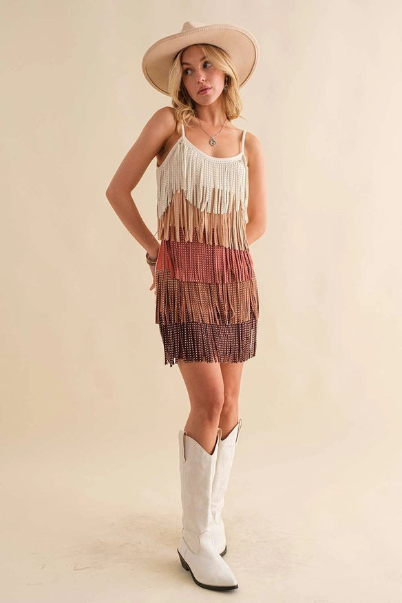 Wesley Studded Fringe Dress - Rodeo Large Wesley Studded Fringe Dress - Rodeo Large