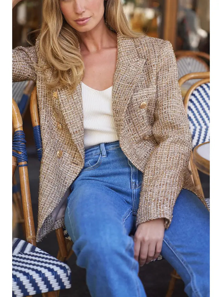 Natasha Tweed Fitted Blazer - Gold – Karden Lane
