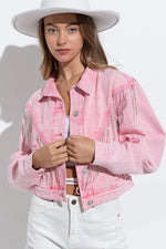 Rhinestone Fringe Jacket - Pink Rodeo