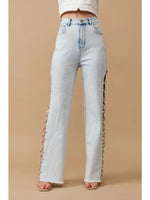 Jeweled Side Cut Jeans - Light Wash - Glam Rodeo