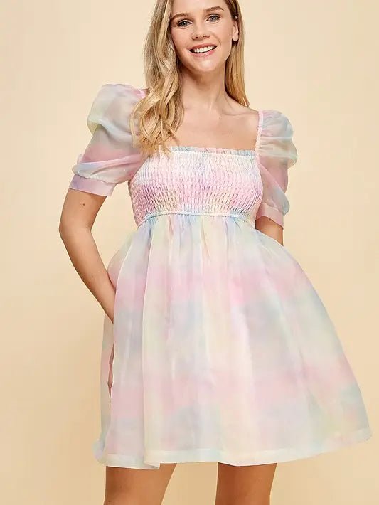 open lace back dress Pink Strapless Babydoll Dress - Twist Romper main image 0