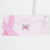Breast Cancer Butterfly Ribbon Necklace - Silver