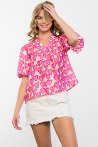Sweetheart Puff Sleeve Blouse