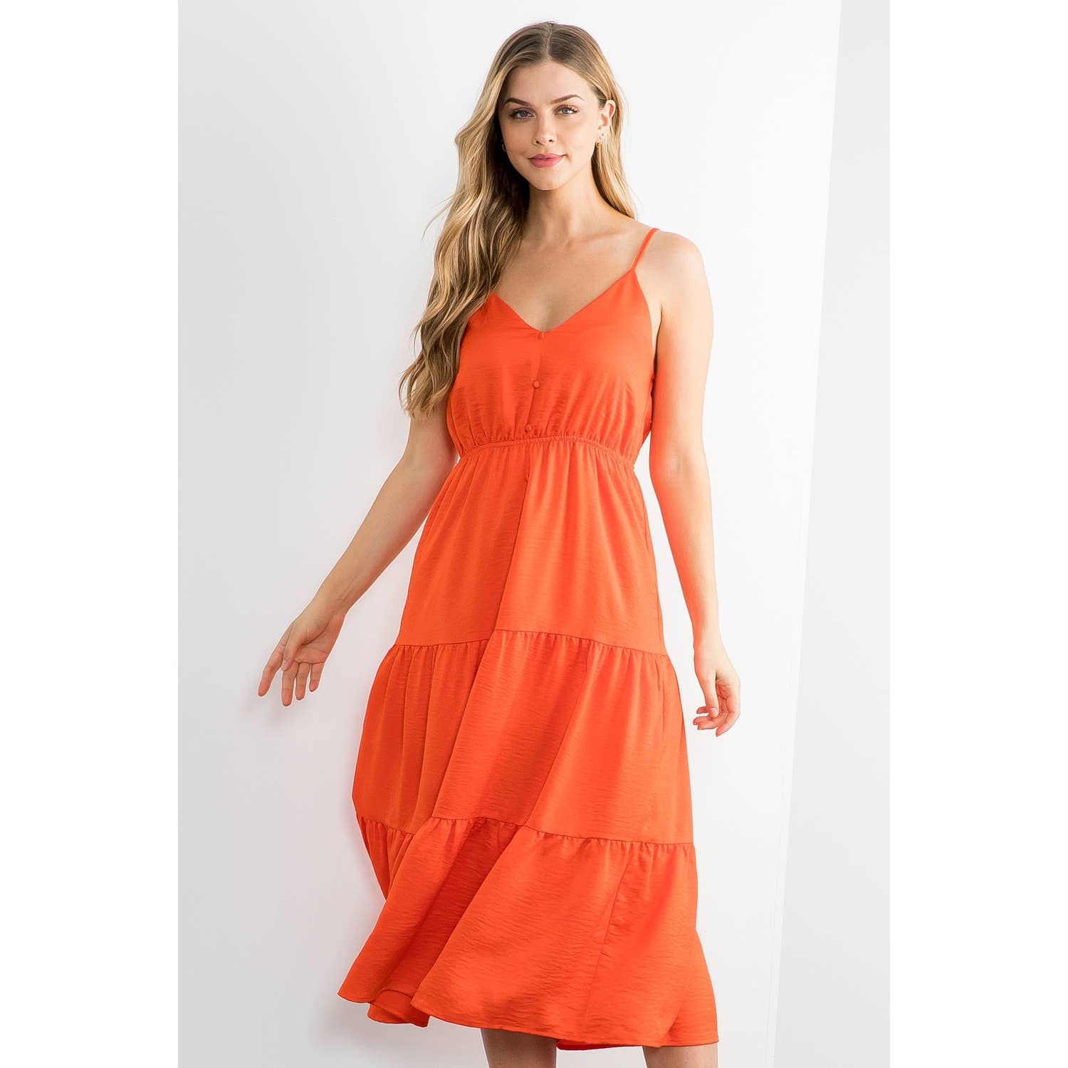 Button Up Tiered Maxi Dress - Aqua
