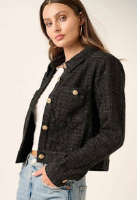 Blair Tweed Cropped Jacket - Black