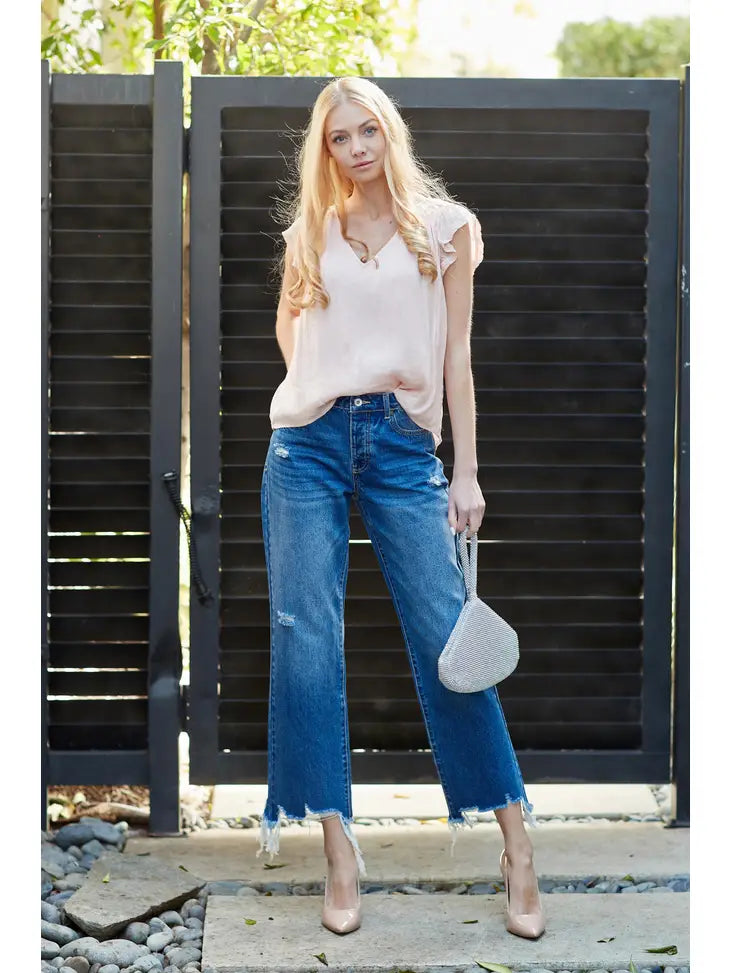 Distressed Dad Jeans - Mid Rise