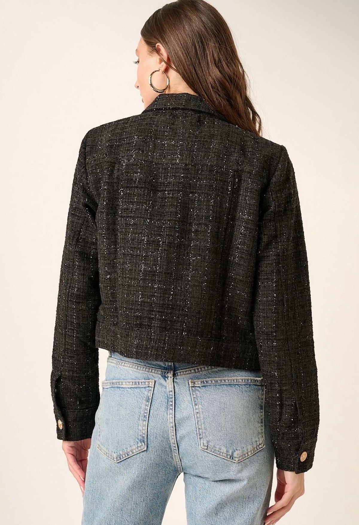 Blair Tweed Cropped Jacket - Black