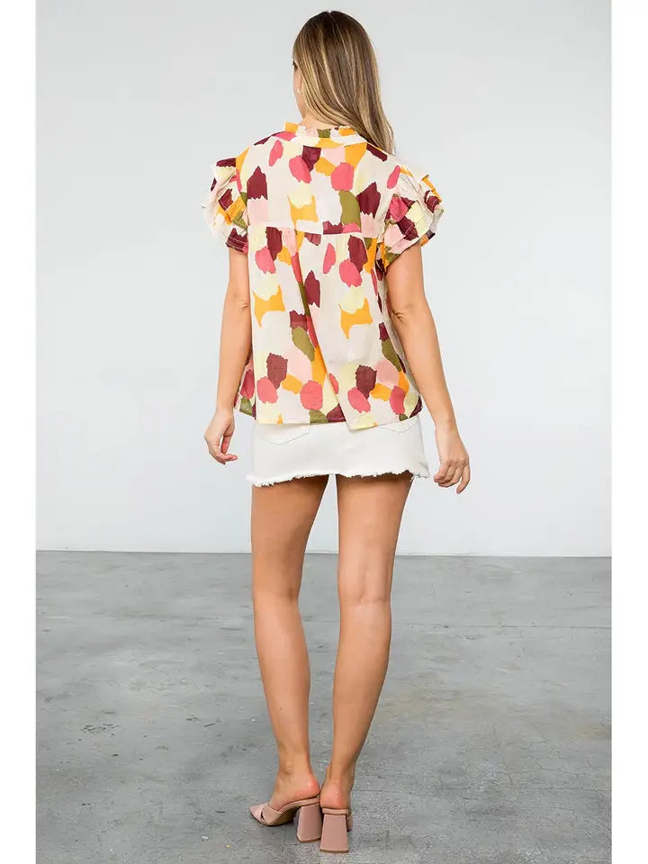 Regina Pattern Blouse - V-Neck