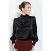 Sasha Satin Draped Blouse - Black