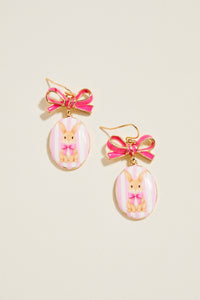 Oval Rabbit Earrings - Hot Pink