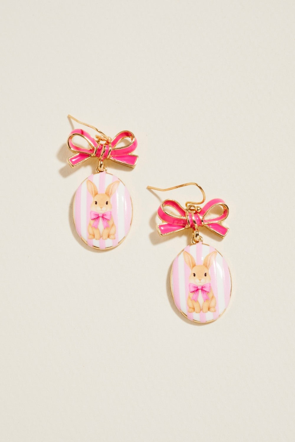Oval Rabbit Earrings - Hot Pink