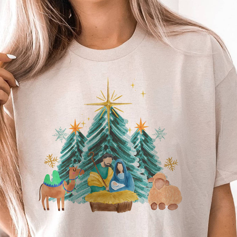 Nativity Christmas Tee - Cream