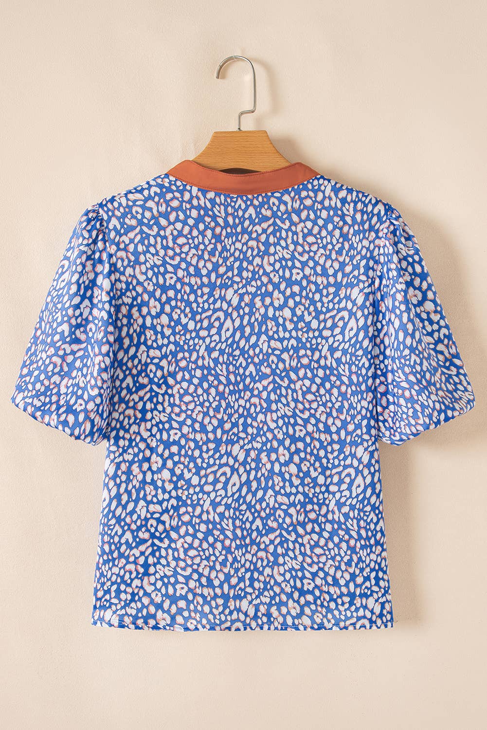 Leopard V-Neck Puff Sleeve Blouse