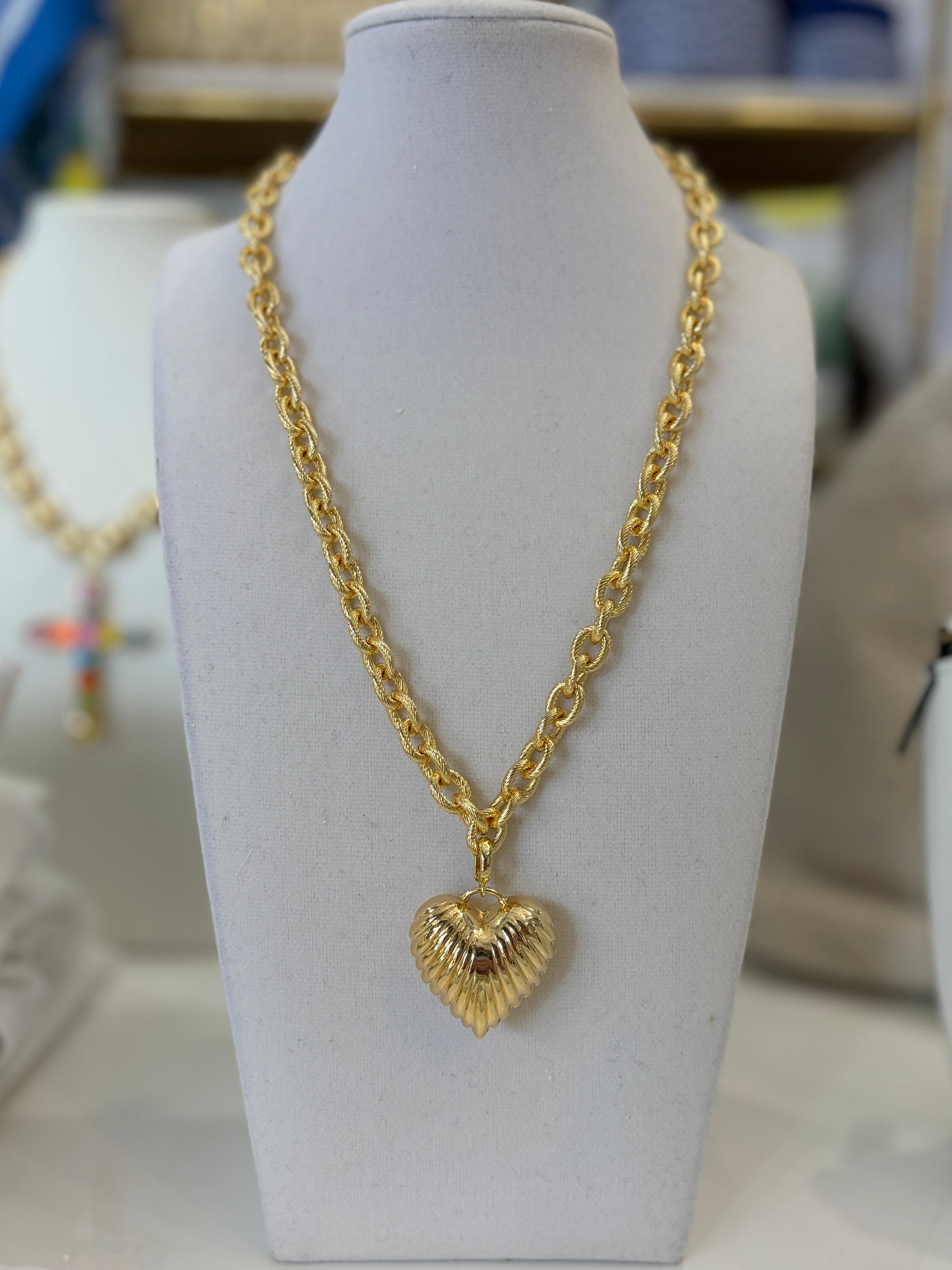 Crystal Vault Pendant Necklace - Chained Heart