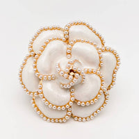 Pearl Enamel Brooch - White