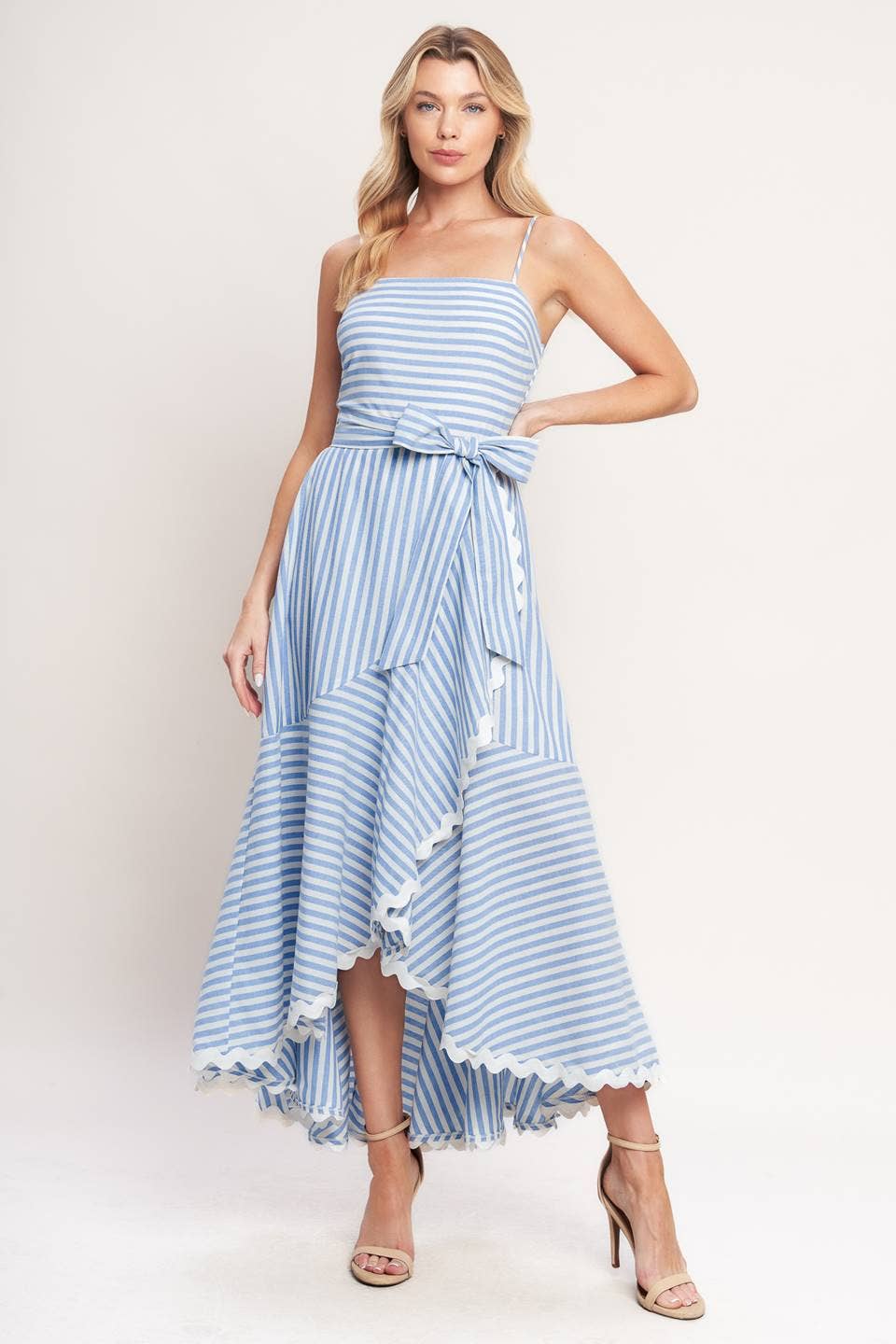 Striped Woven Midi Dress