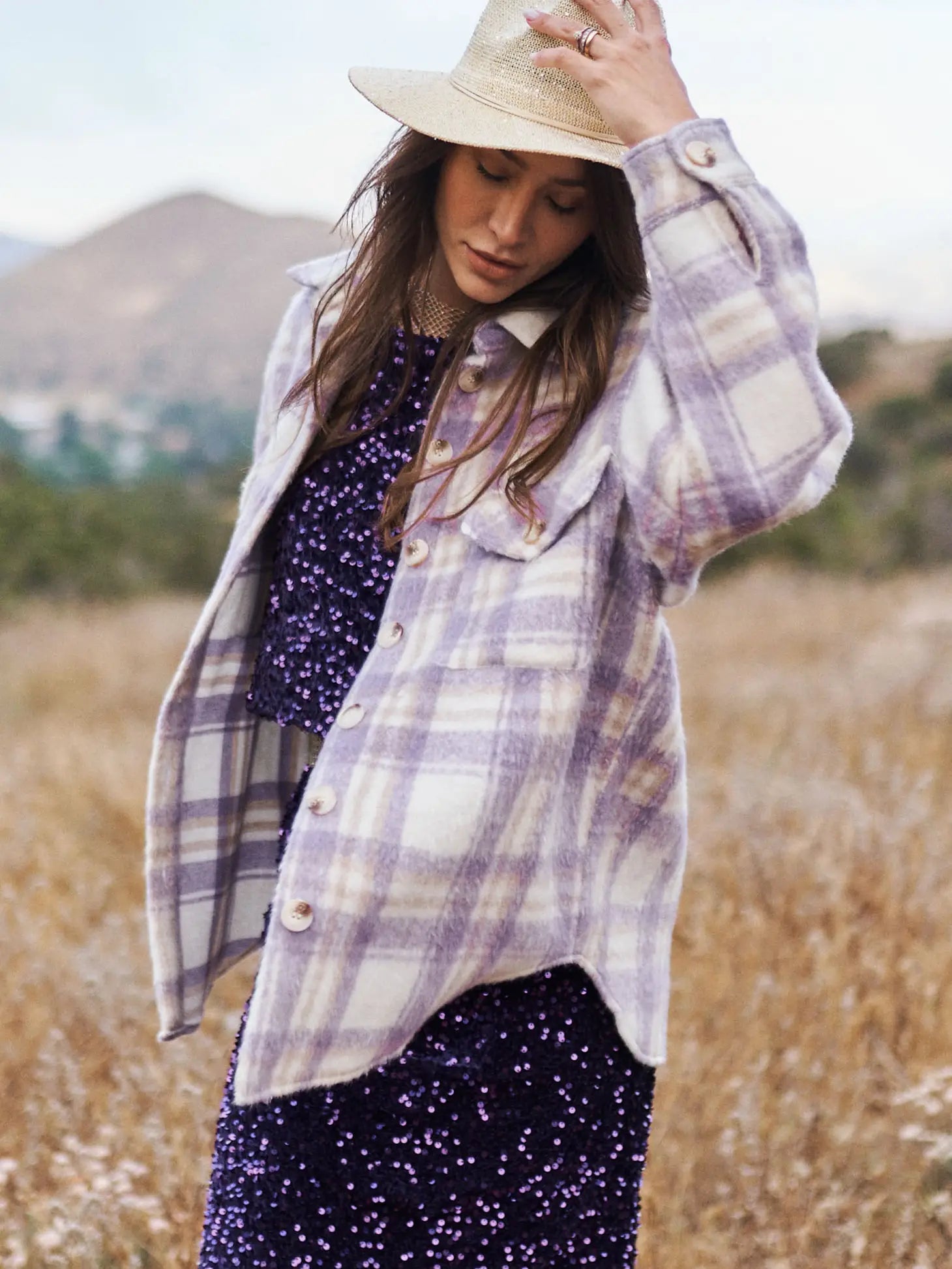 Plaid Shacket - Lilac