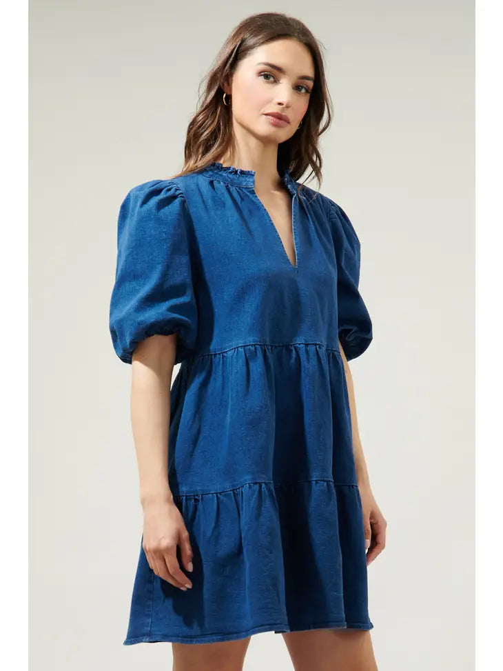 Aura Denim Babydoll Dress Small Aura Denim Babydoll Dress Small