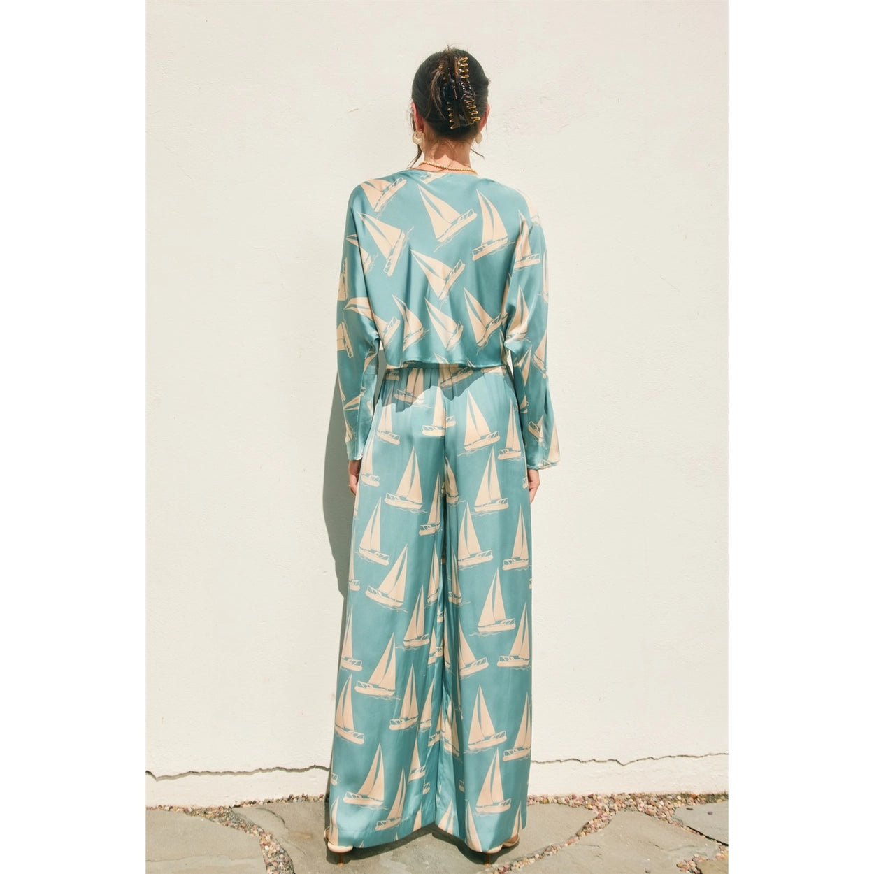 Coastal Reverie Wide Leg Pants - Blue