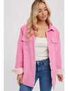 Corduroy Button Up Shacket - Pink