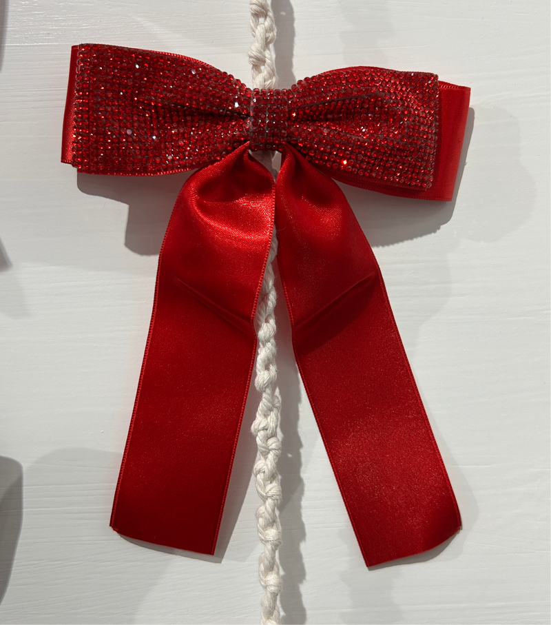 Rhinestone Hair Bow - Red