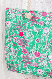Giraffe Beach Tote - Green