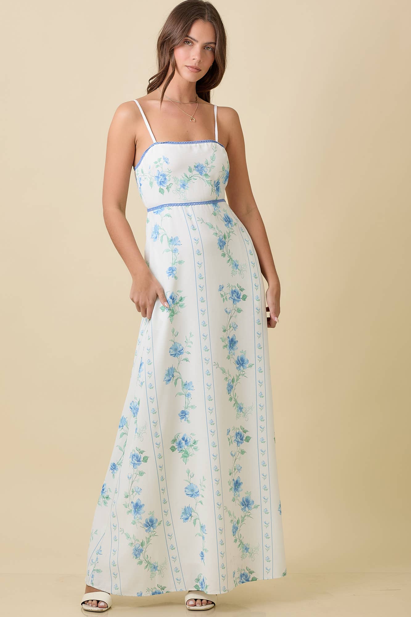 Floral Maxi Sundress - Blue/White