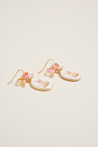 Oval Rabbit Earrings - Light Pink
