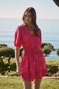Marinda Smocked Mini Dress - Fuchsia