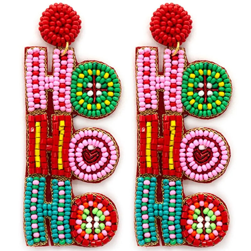 Ho Ho Ho Beaded Earrings