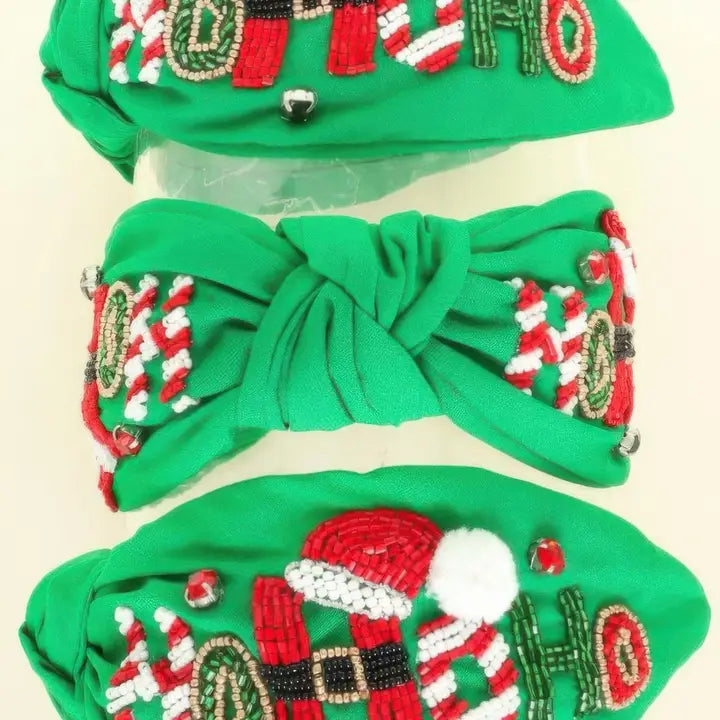 HoHoHo Beaded Headband - Green