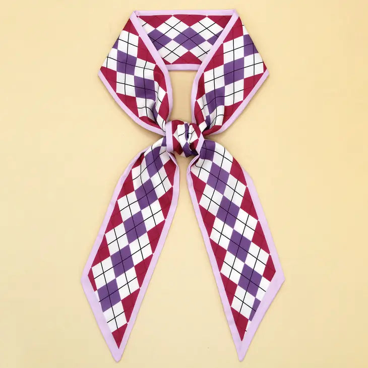 Geometric Twilly Skinny Scarf - Purple