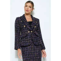Natasha Tweed Blazer - Black/Purple