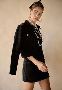Blair Tweed Cropped Jacket - Black