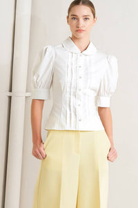 Puff Sleeve Button Up Blouse - White