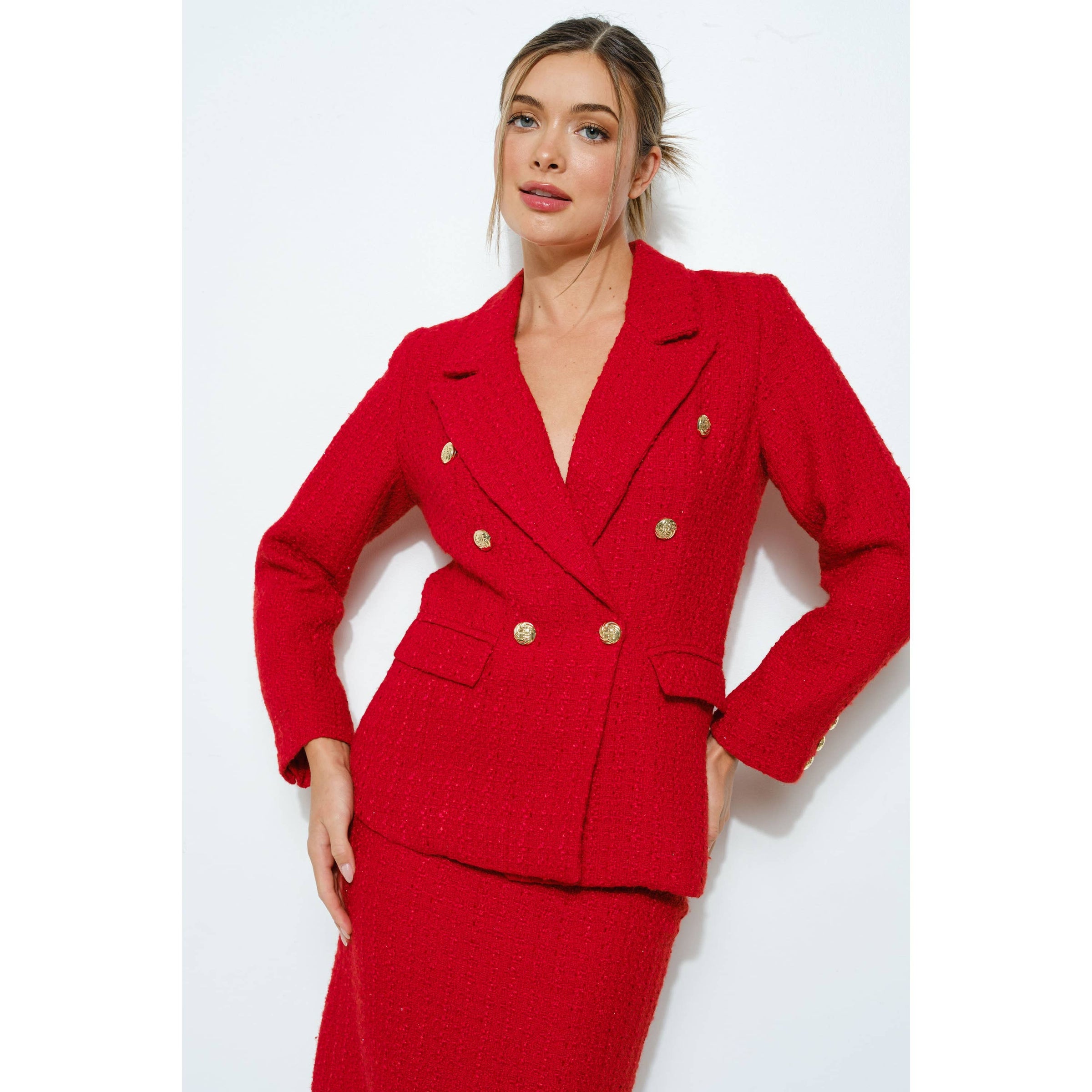 Natasha Tweed Blazer - Red
