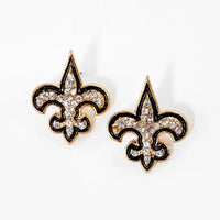 Rhinestone Fleur De Lis Stud Earrings Mardi Gras