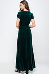 Velvet Tiered Dress - Forest Green