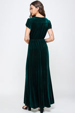Velvet Tiered Dress - Forest Green