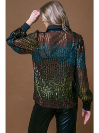 Sequin Button Up Blouse