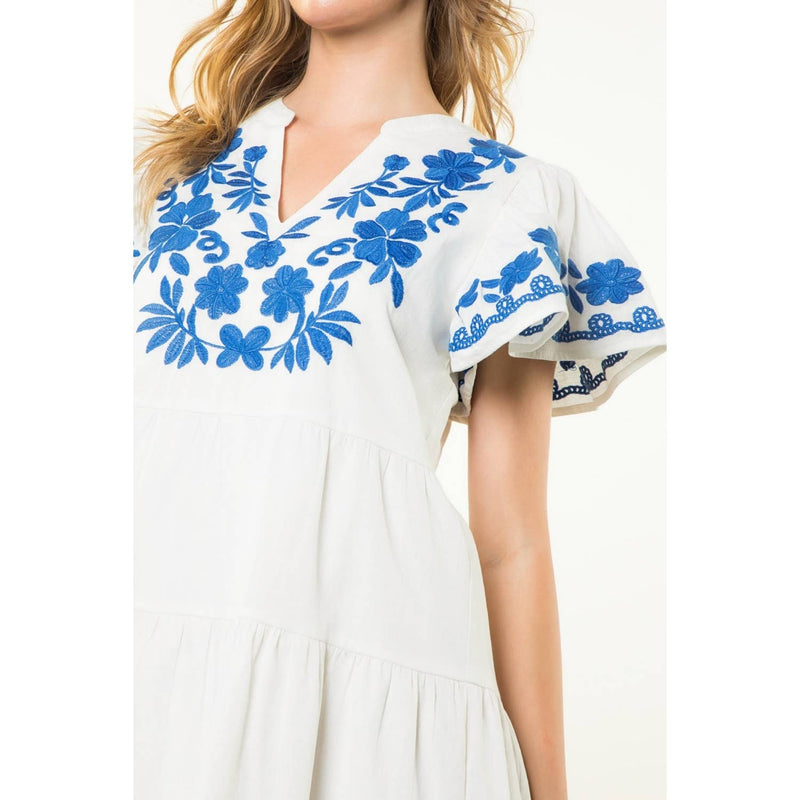 Santorini Tiered Embroidered Dress