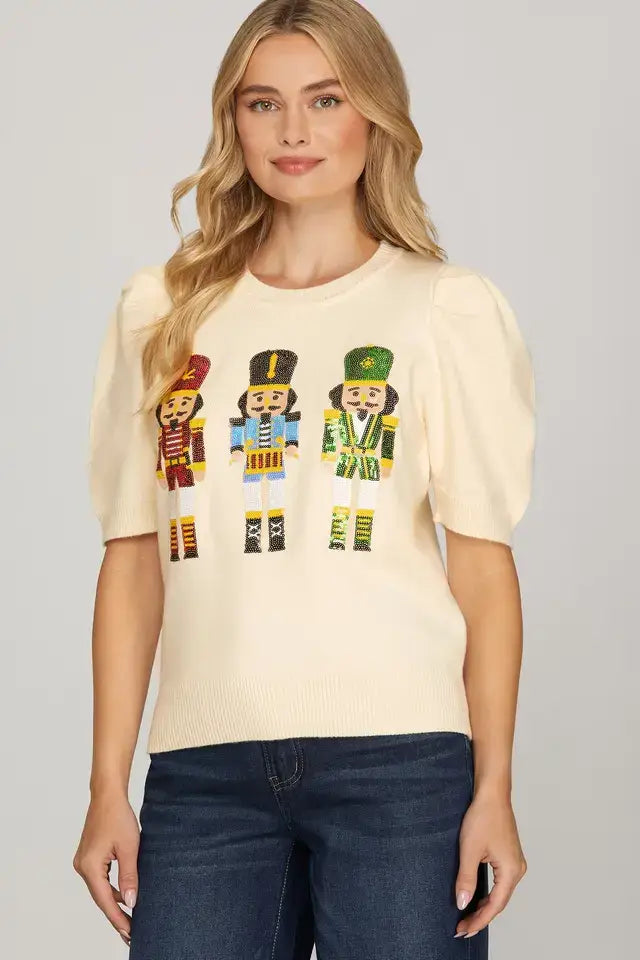 Nutcracker Sweater Top - Cream