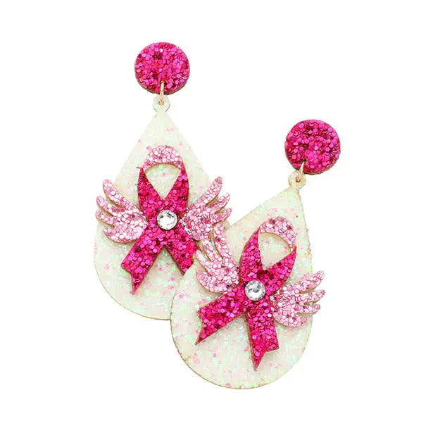 Breast Cancer Teardrop Earrings