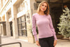 Crew Neck Puff Sleeve Sweater - Lavender