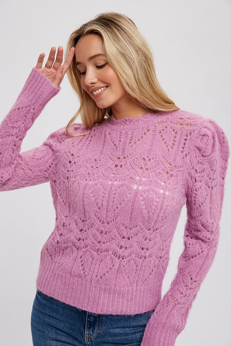 Pink Button Down Pointelle Knit Cardigan – Lavender Latte Boutique