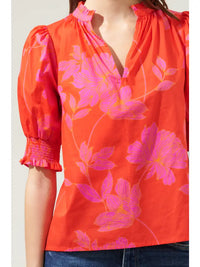 Millie Pink and Red Floral Blouse