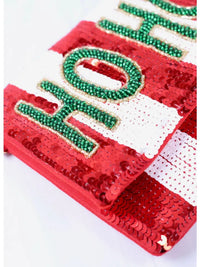 Christmas Sequin Beaded Crossbody Clutch