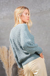 Cable Knit Sweater - Teal Green